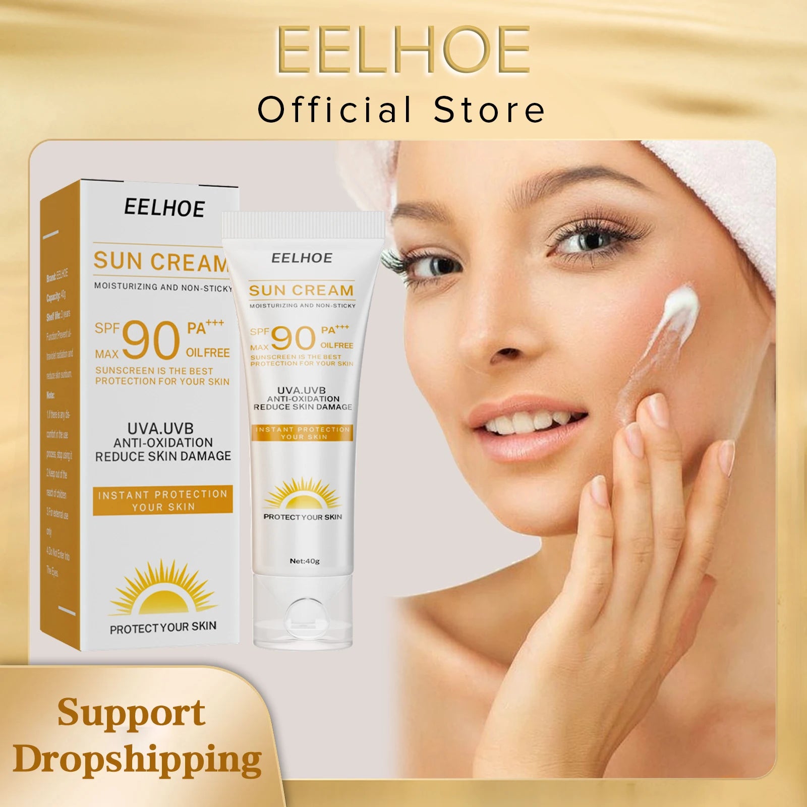 SPF 90 Sunscreen Cream — Whitening, Oil Control & Deep Moisturizing Sun Protection for Face & Body