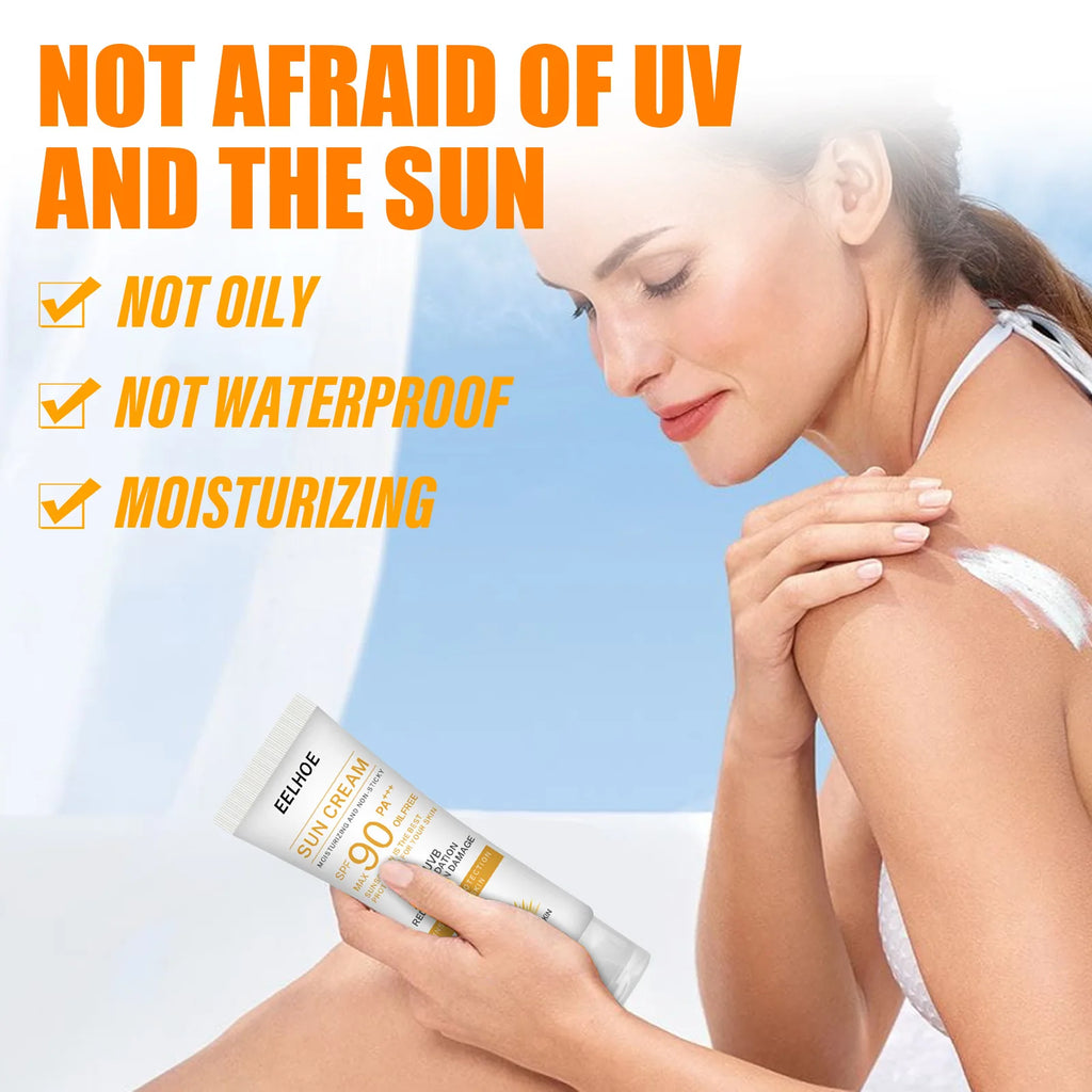 SPF 90 Sunscreen Cream — Whitening, Oil Control & Deep Moisturizing Sun Protection for Face & Body